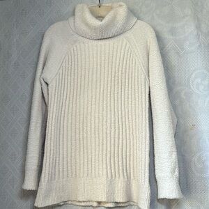 Mystree fuzzy white pullover cowl neck sweater